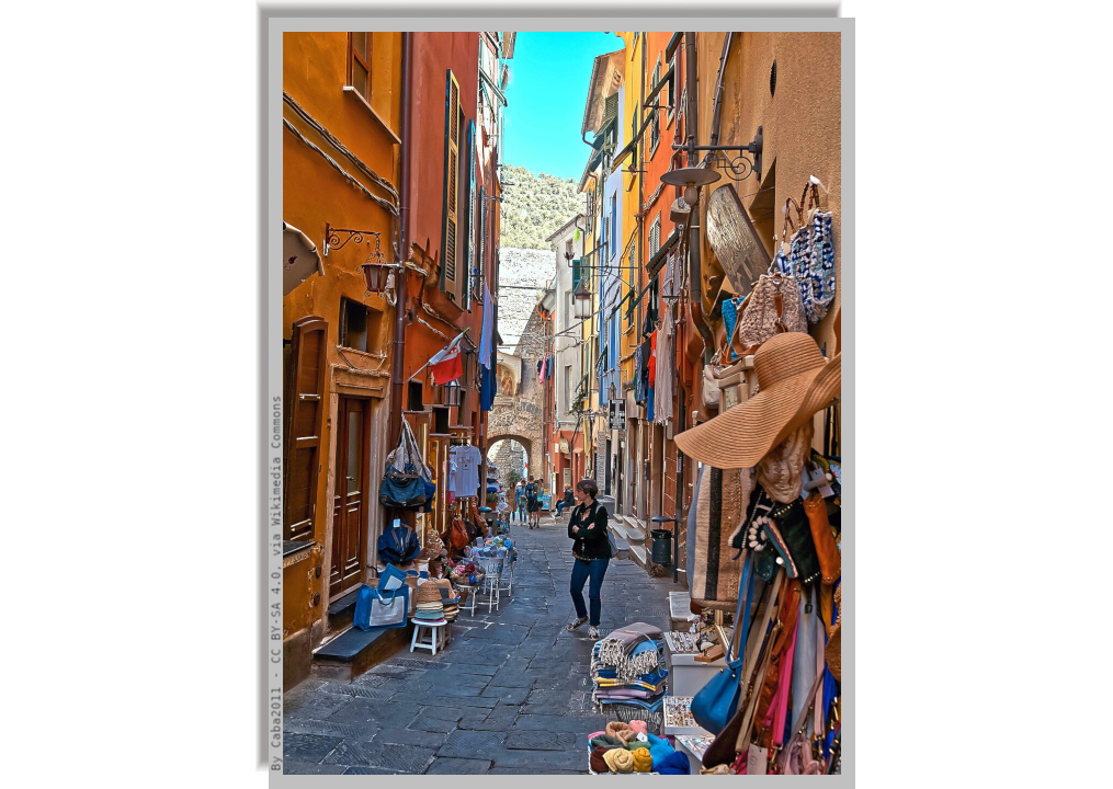 Picturesque alley between the colorful houses