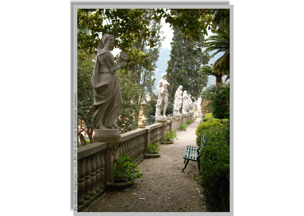 Statues along a parapet of a public garden