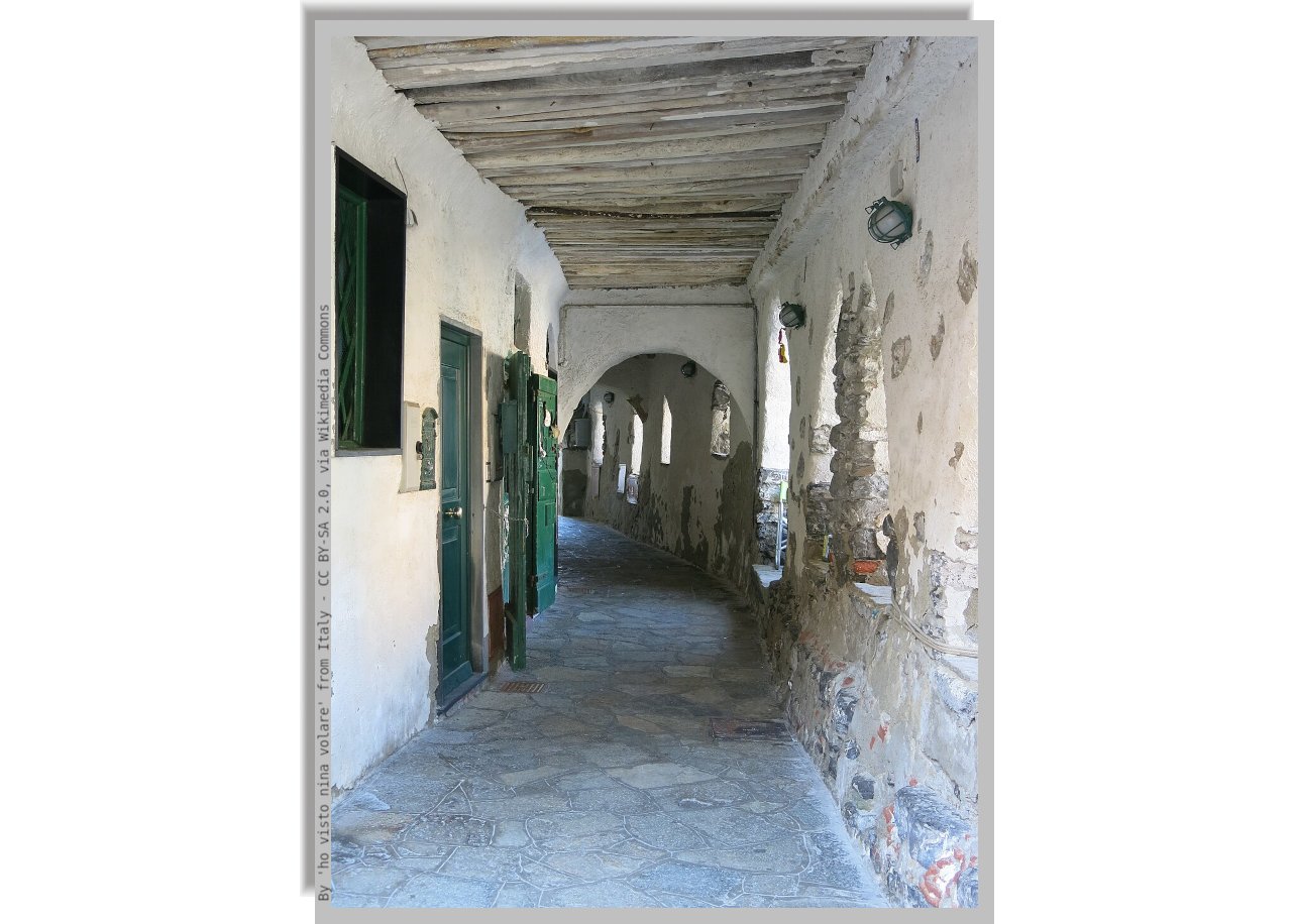 An alley in Camogli among white-coloured houses