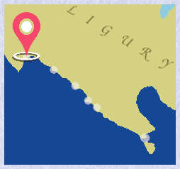 Location marker on Monterosso, on a map extract