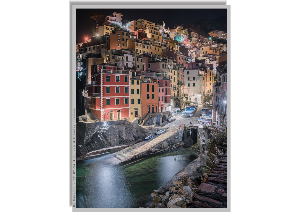 Suggestive view of Riomaggiore at night