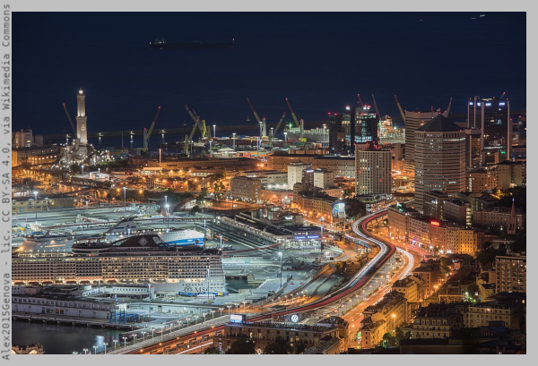 Genoa's panorama at night