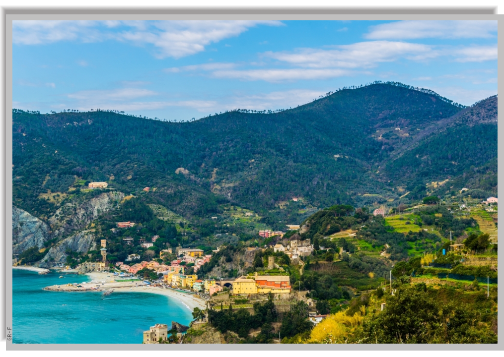 Panorama of Monterosso and its beach - view from above
