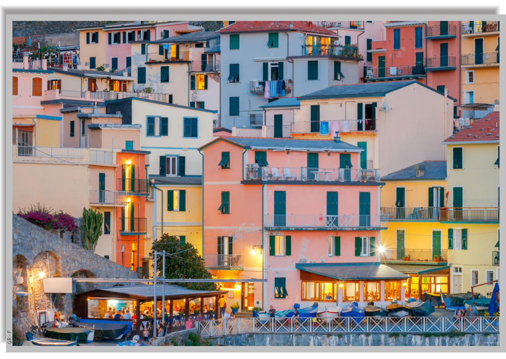 Detail of the colourful houses of Manarola