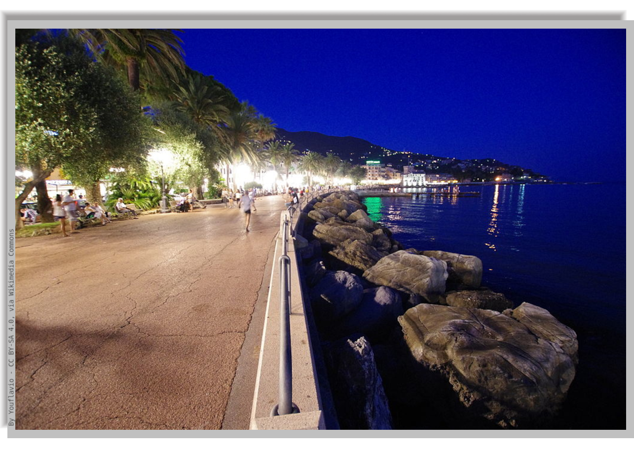 The Promenade of Rapallo at night