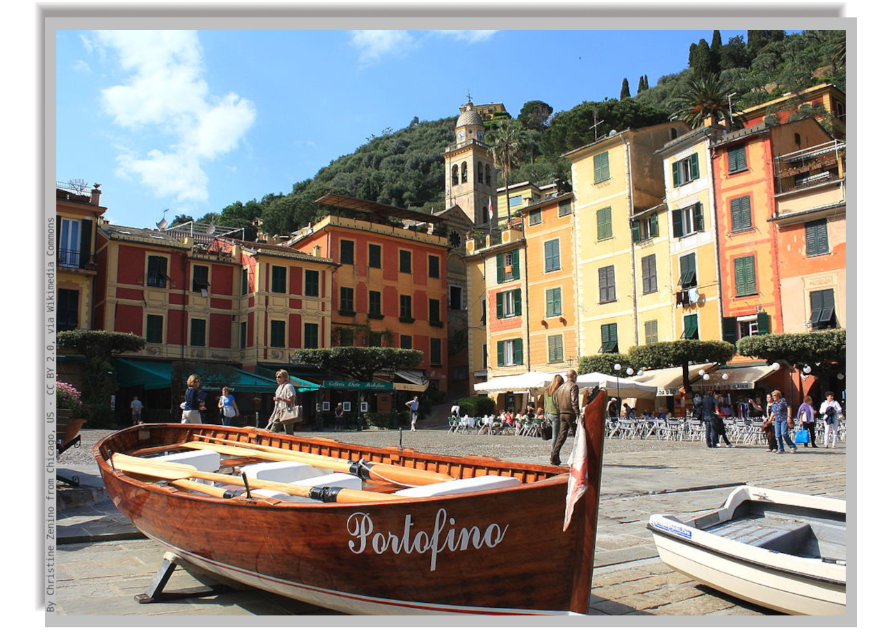 Boats, houses and seashore in Portofino