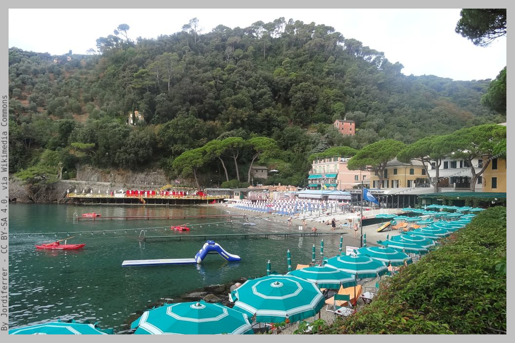Cove and beach of Paraggi surrounded by the green Nature