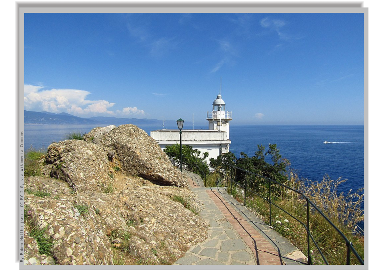 Lighthose of Portofino and view towards the Sea