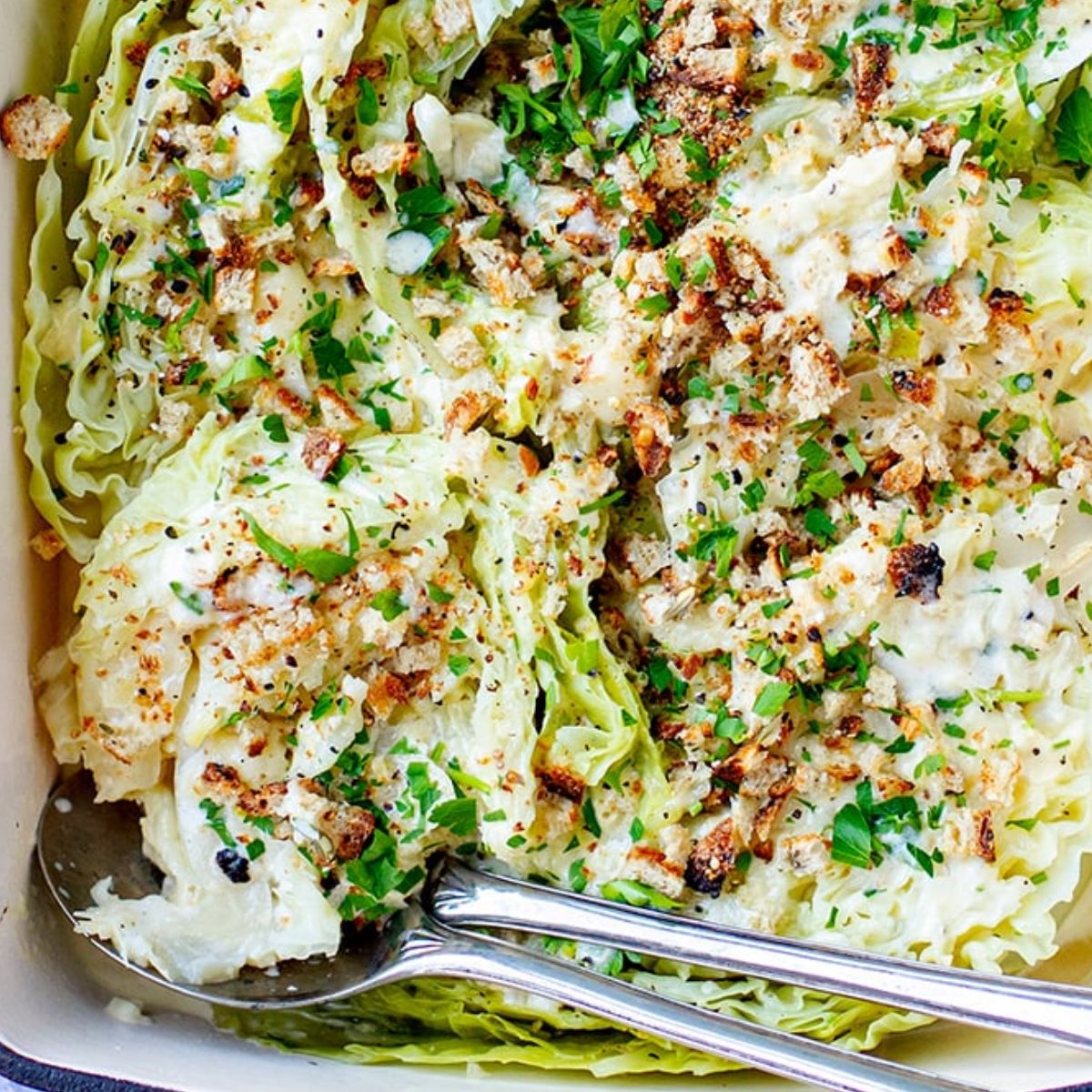 Instant Pot Cabbage With Creamy Cheesy Garlic Sauce