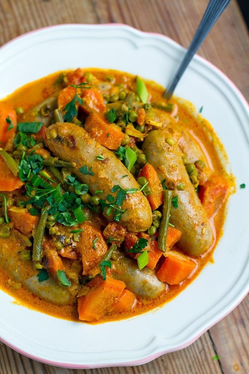Instant Pot curried sausages