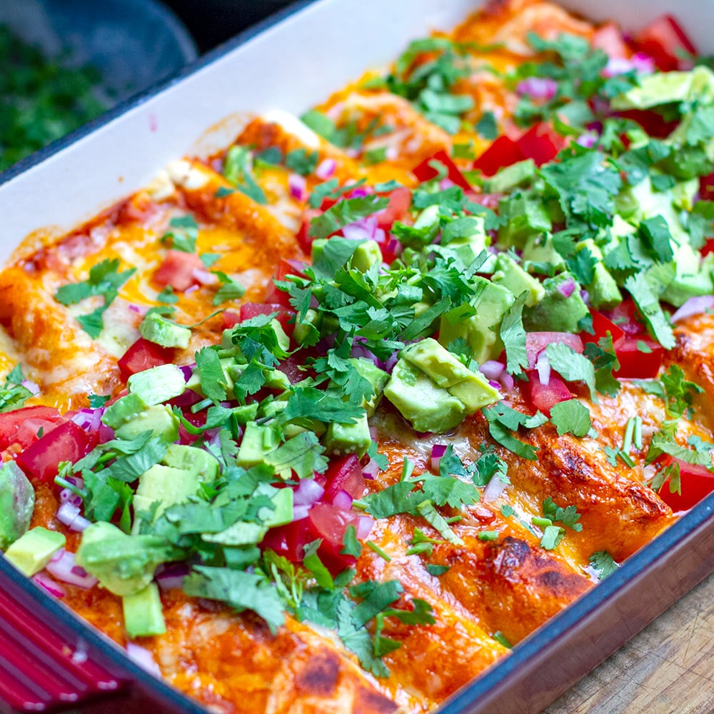 Chipotle Instant Pot chicken enchiladas 