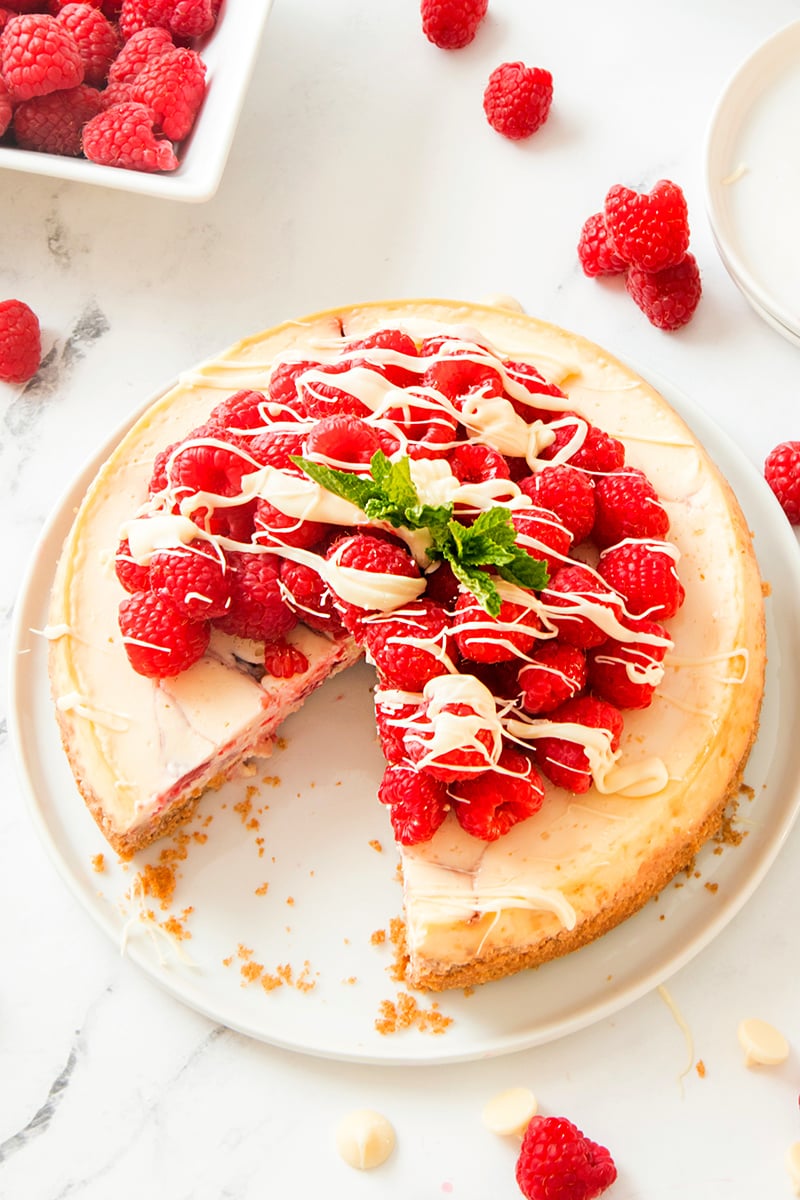 Instant Pot White Chocolate Raspberry Cheesecake