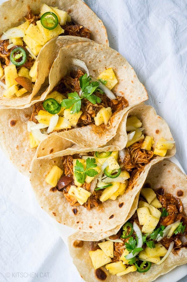 Instant Pot BBQ Chicken Tacos With Pineapple Salsa