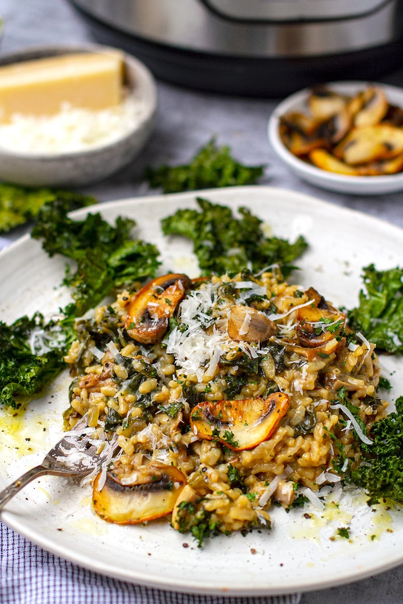 Instant Pot Mushroom & Kale Risotto 