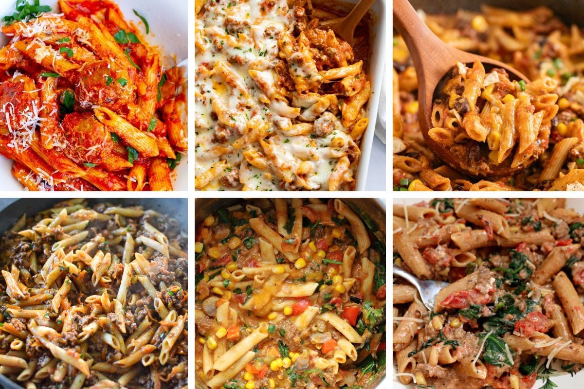 ground beef and penne pasta
