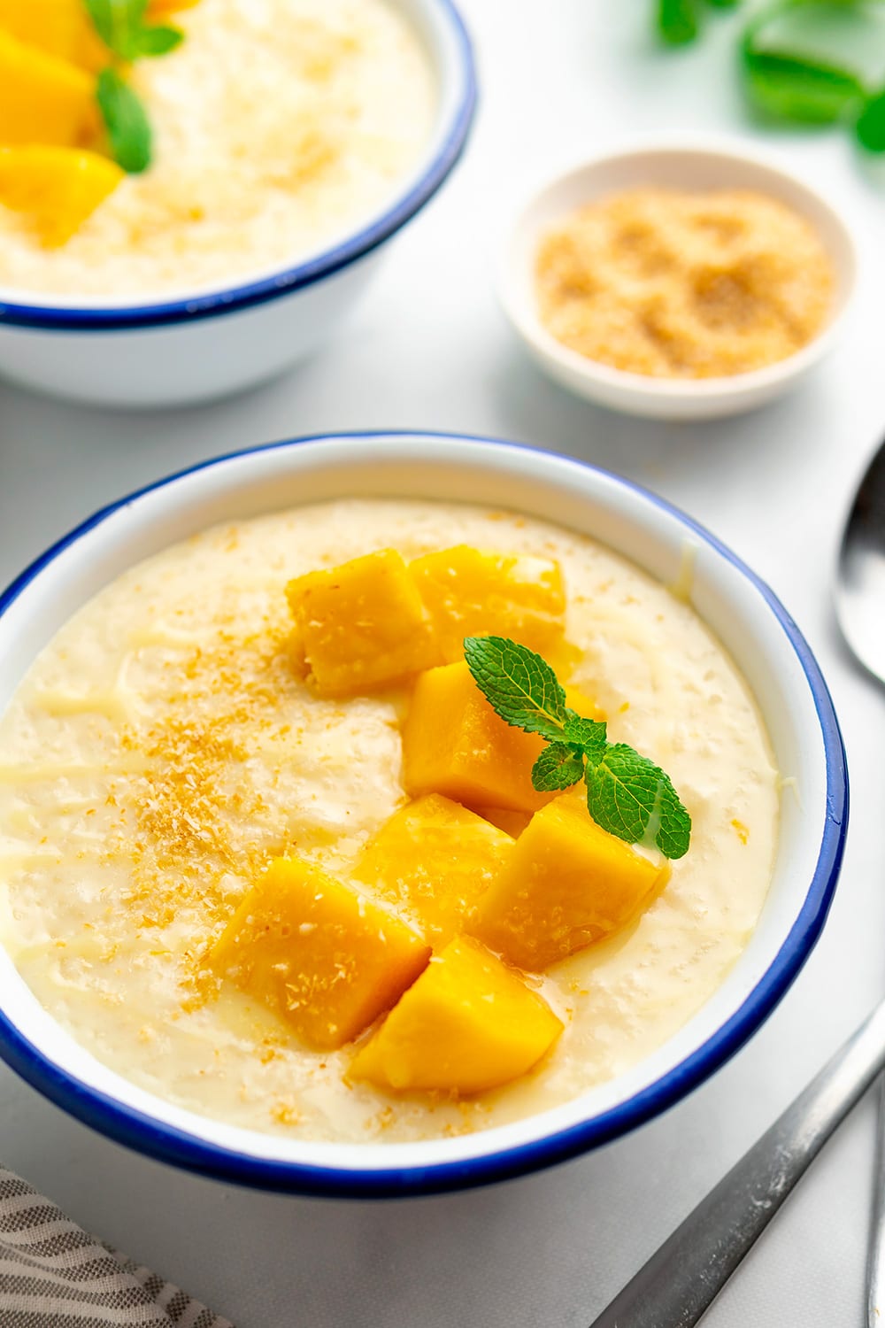 instant pot coconut rice pudding with mango