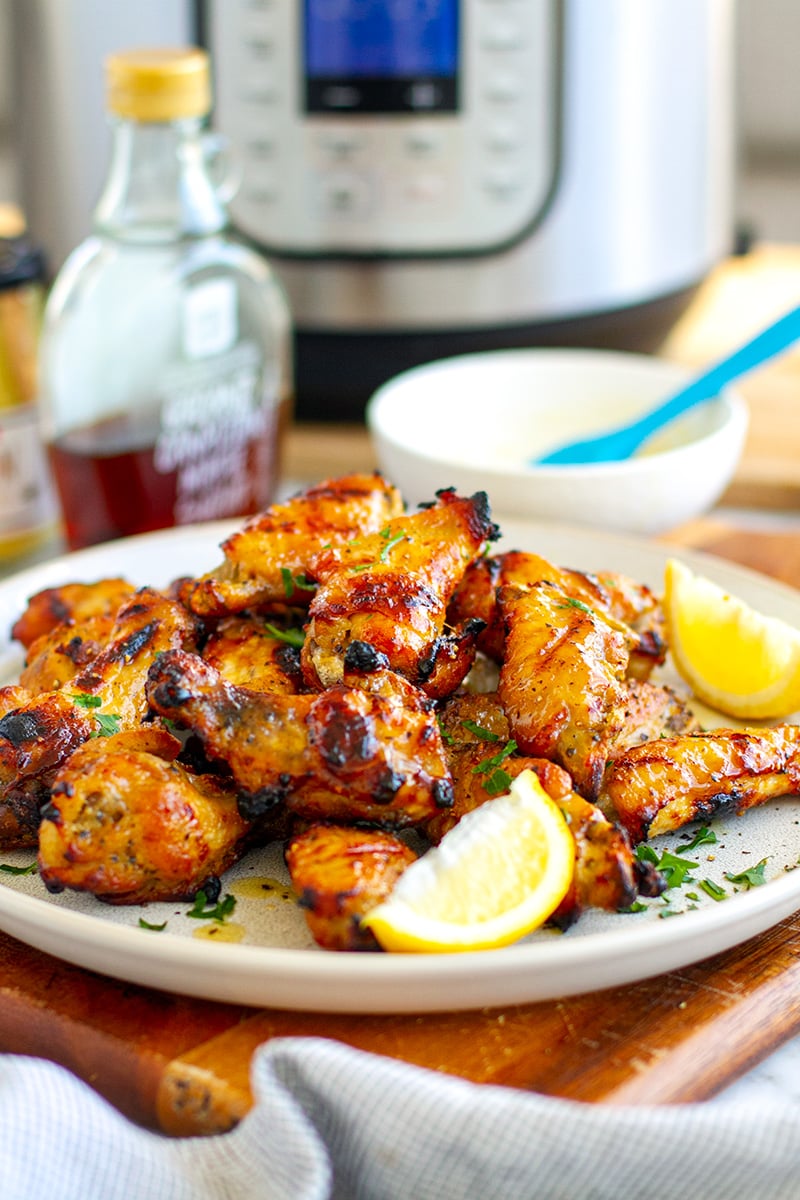 sticky glazed mustard maple chicken wings