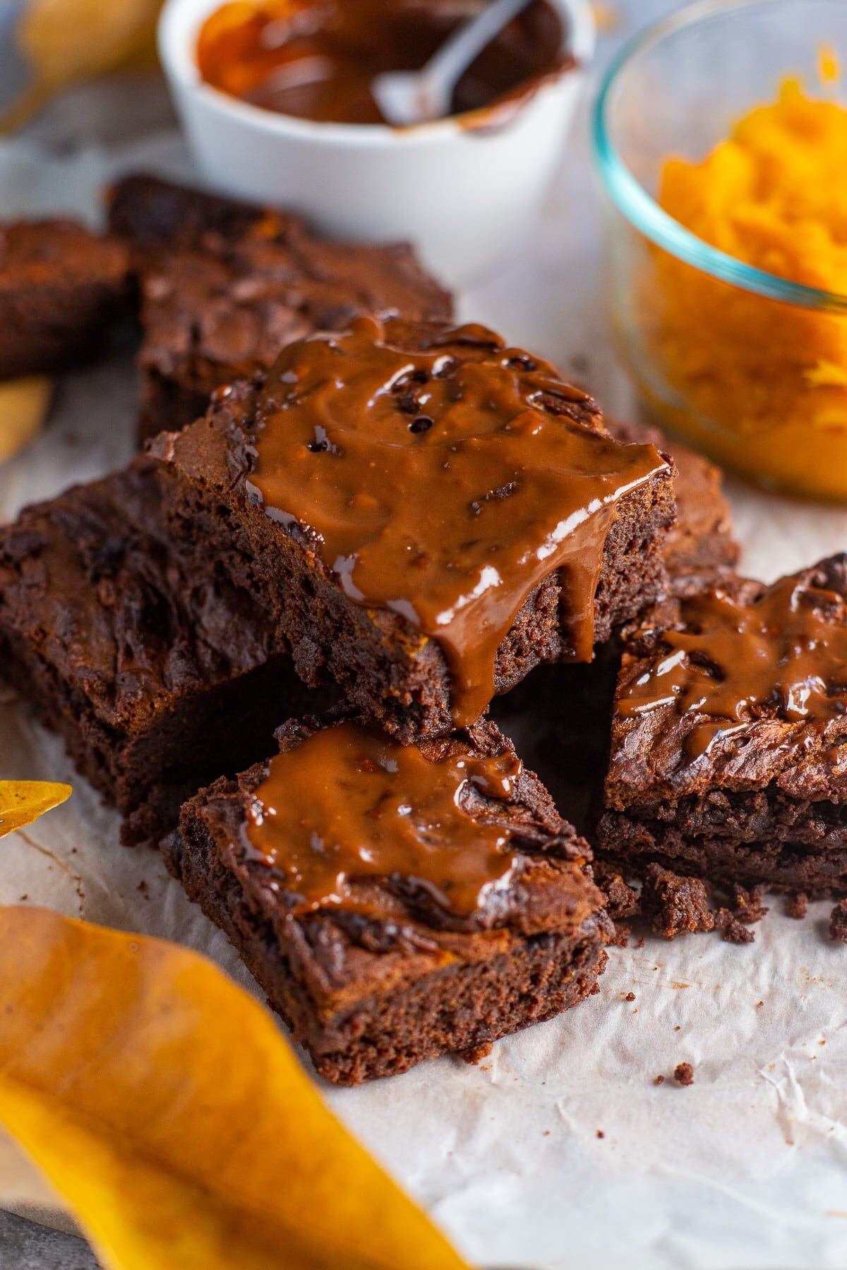 Air Fryer Pumpkin Brownies