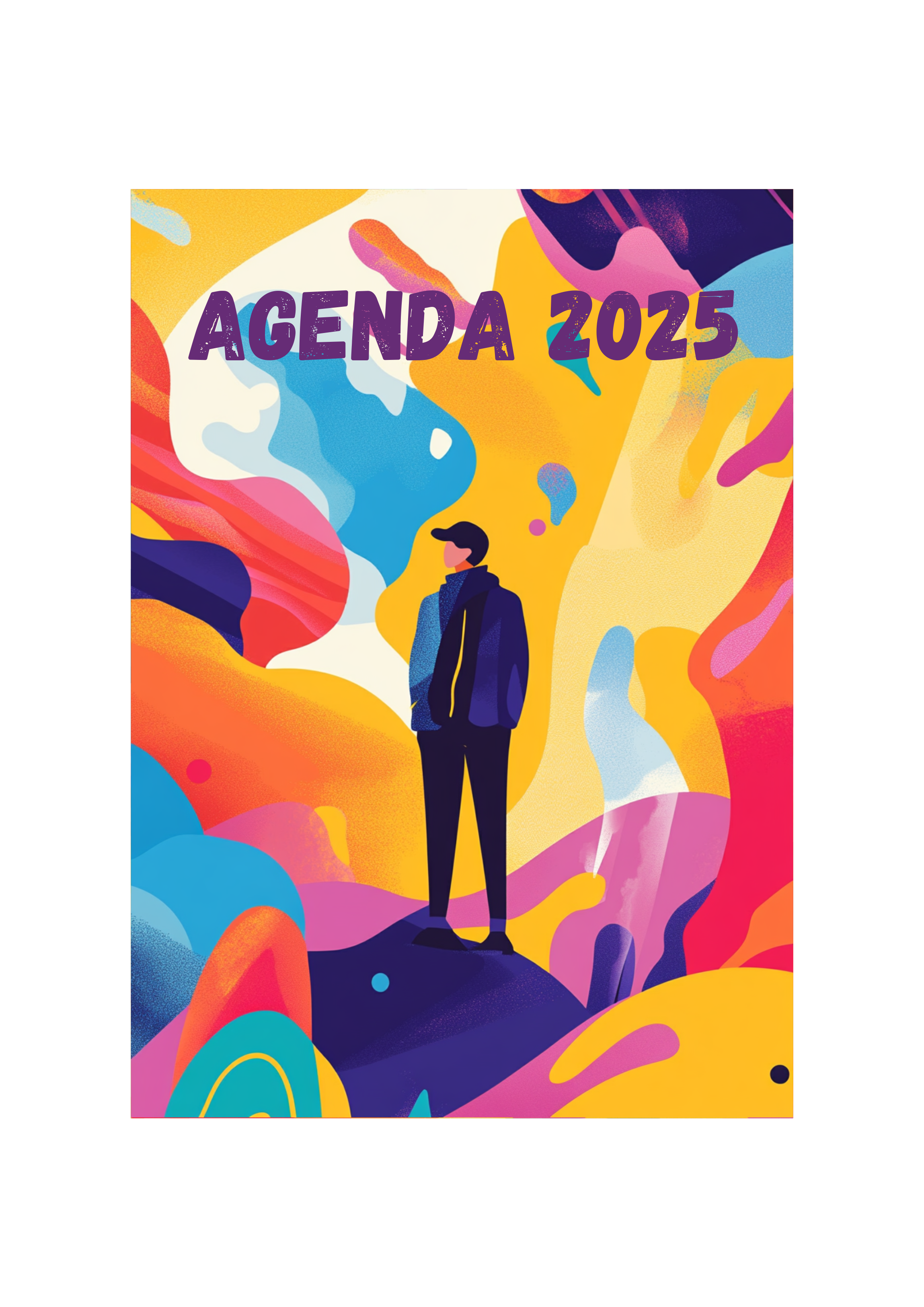 imagen de una portada de agenda con burbujas de colores y fondo negro