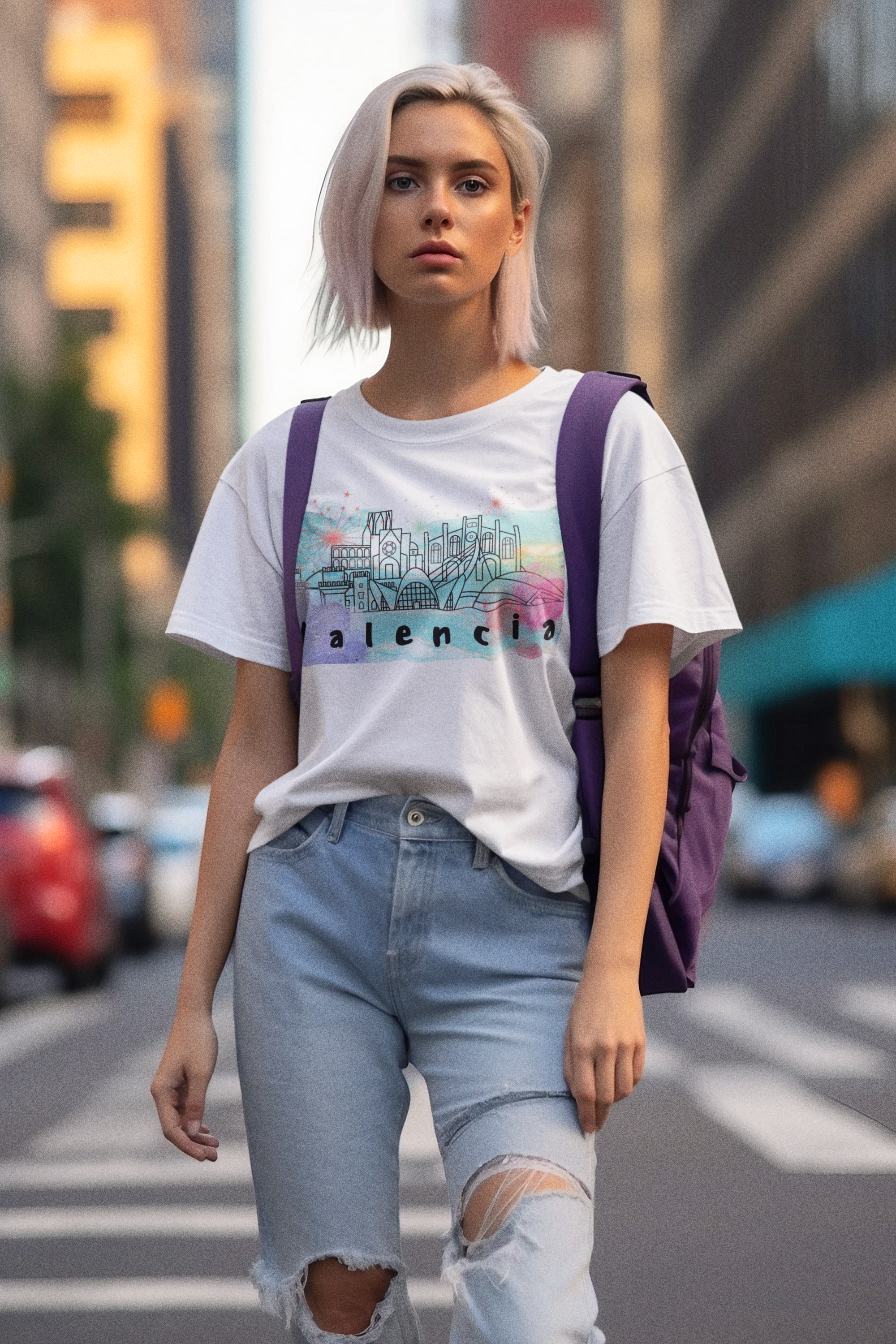 chica con camiseta personalizada de valencia