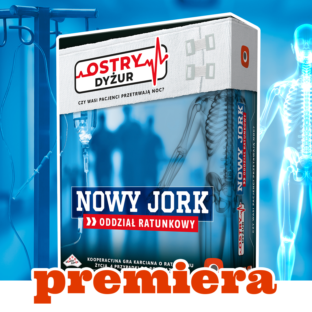 Plansz&oacute;wka Ostry Dyżur: Oddział Ratunkowy prezentująca kartę medyczną i elementy rozgrywki