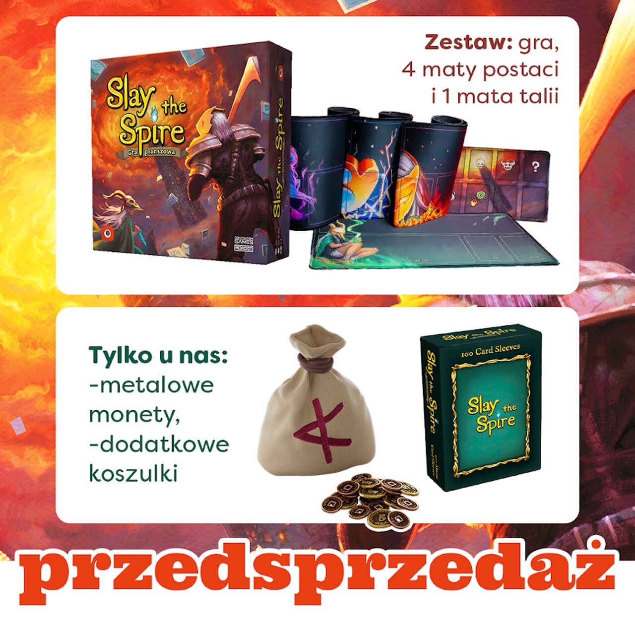 Planszowa wersja gry Slay the Spire z neoprenowymi matami