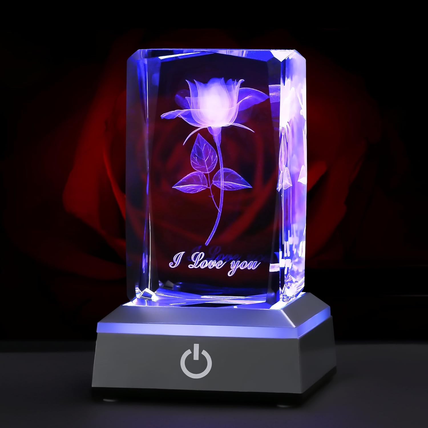 PODOI 3D Rose Crystal Gift for Girlfriend, Valentines Day, Anniversary or Mothers Day