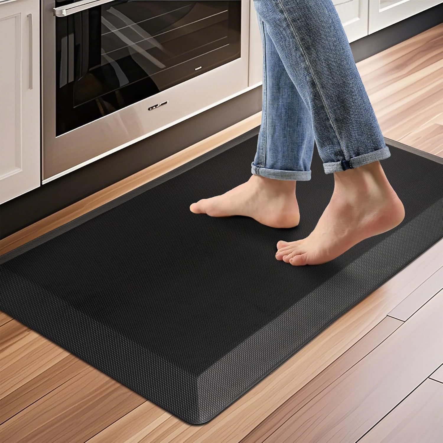 Anti Fatigue Kitchen Mats for Floor, 9/10 Extra Thick Cushioned Standing Desk Mat, Comfort Memory Foam Ergonomic Kitchen Rugs and Mats Non-Slip Waterproof.