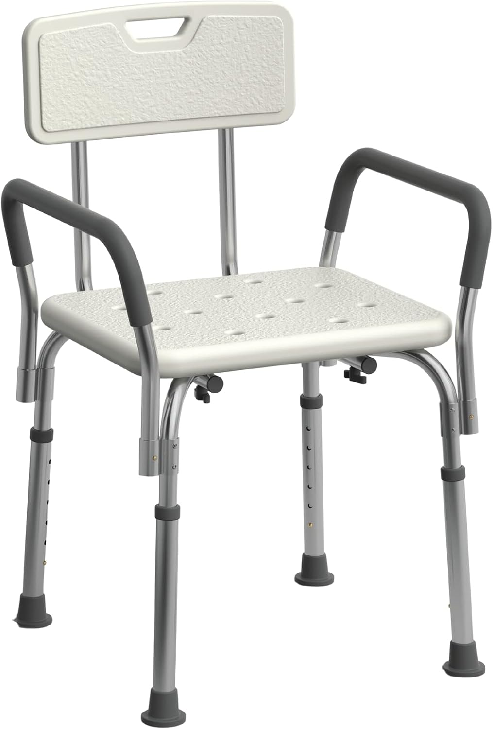 Medline Shower Chair Seat with Padded Armrests and Back | Heavy Duty Shower Chair for Bathtub | Slip Resistant Shower Seat with Adjustable Height |