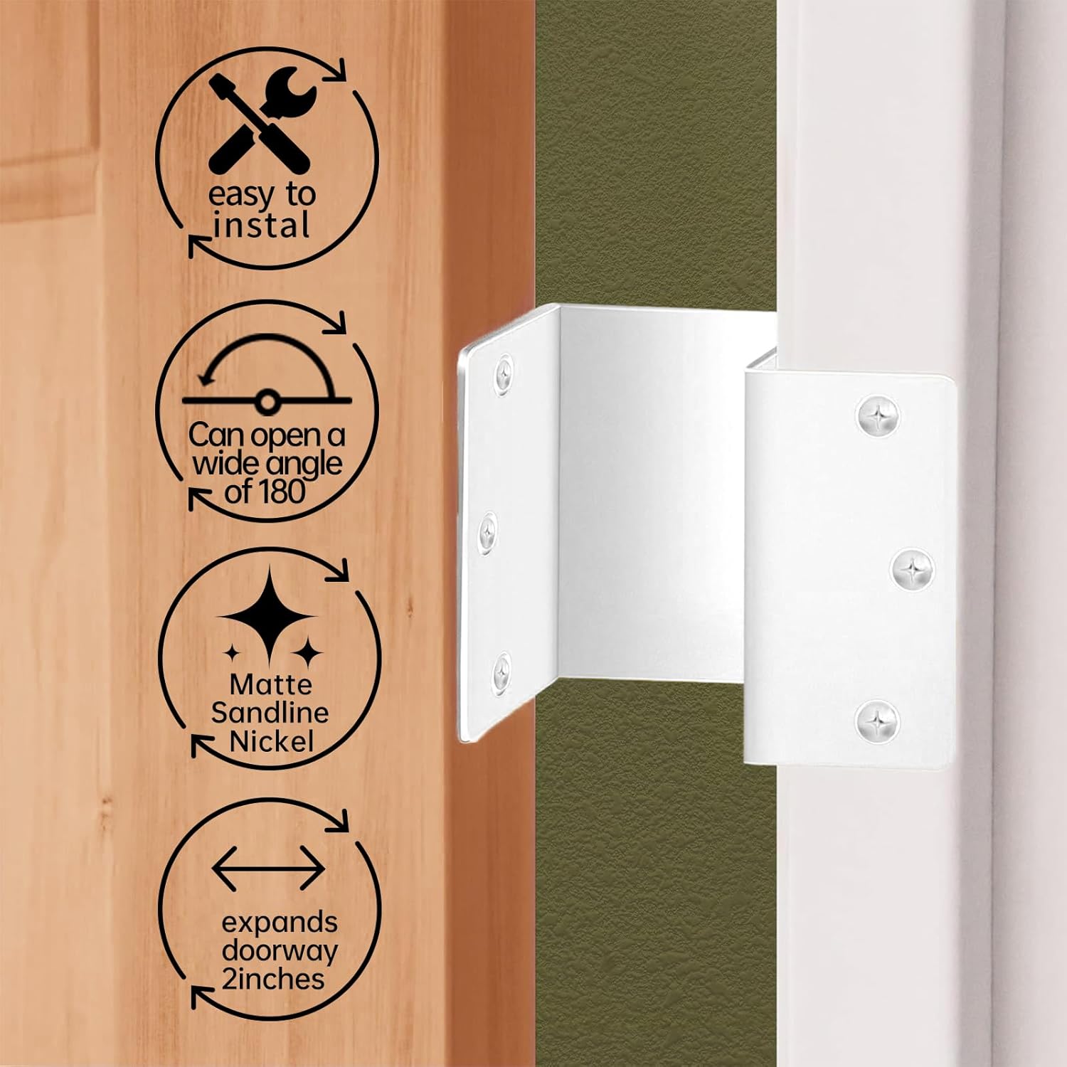 Duoduolaili 3.5 Inches Expandable Door Hinges Offset Hinges Pivot Door Hardware Swing Clear Hinge, Handicap Brass,Offset Door Hinges - 2 Swing Hinge in.