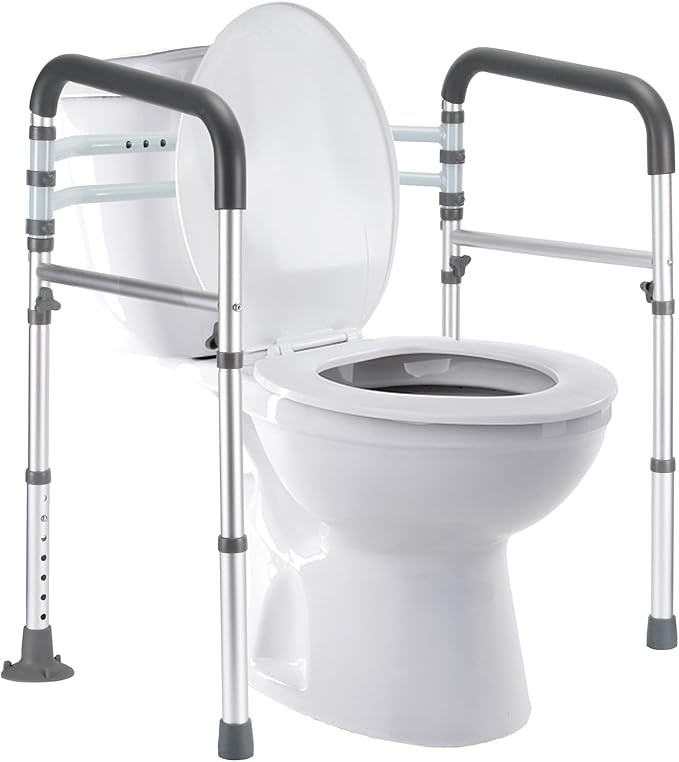 Drive Medical RTL12027RA 2-in-1 Raised Toilet Seat with Removable Padded Arms, Standard Seat