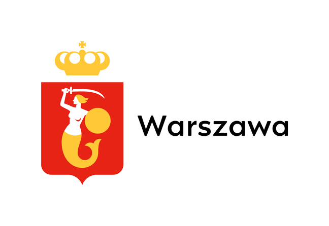 Znak promocyjny miasta Warszawy przedstawiający syrenę z napisem Warszawa