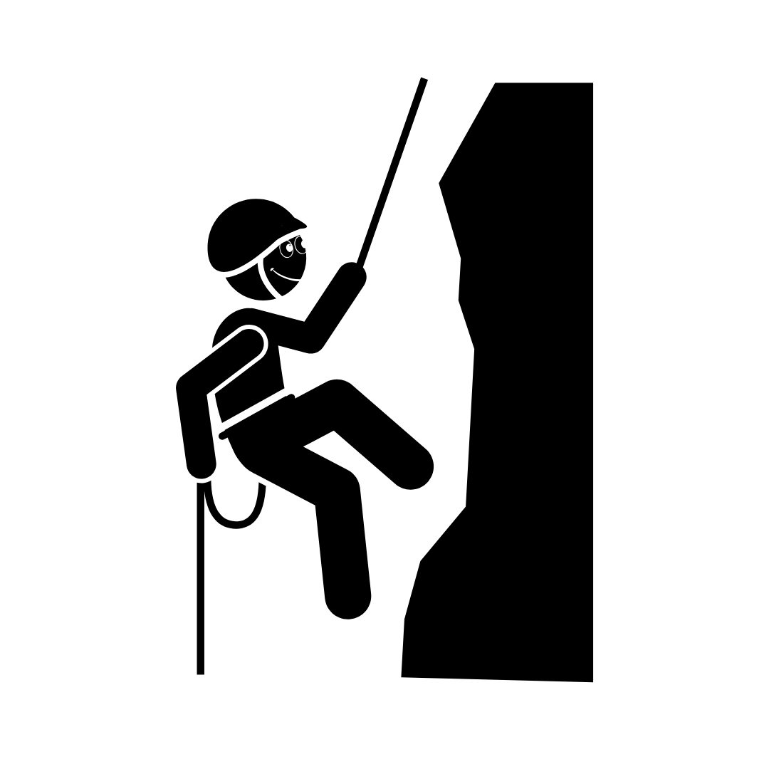 alt="Climber ascending outdoor rock wall during a professionally guided climbing adventure"