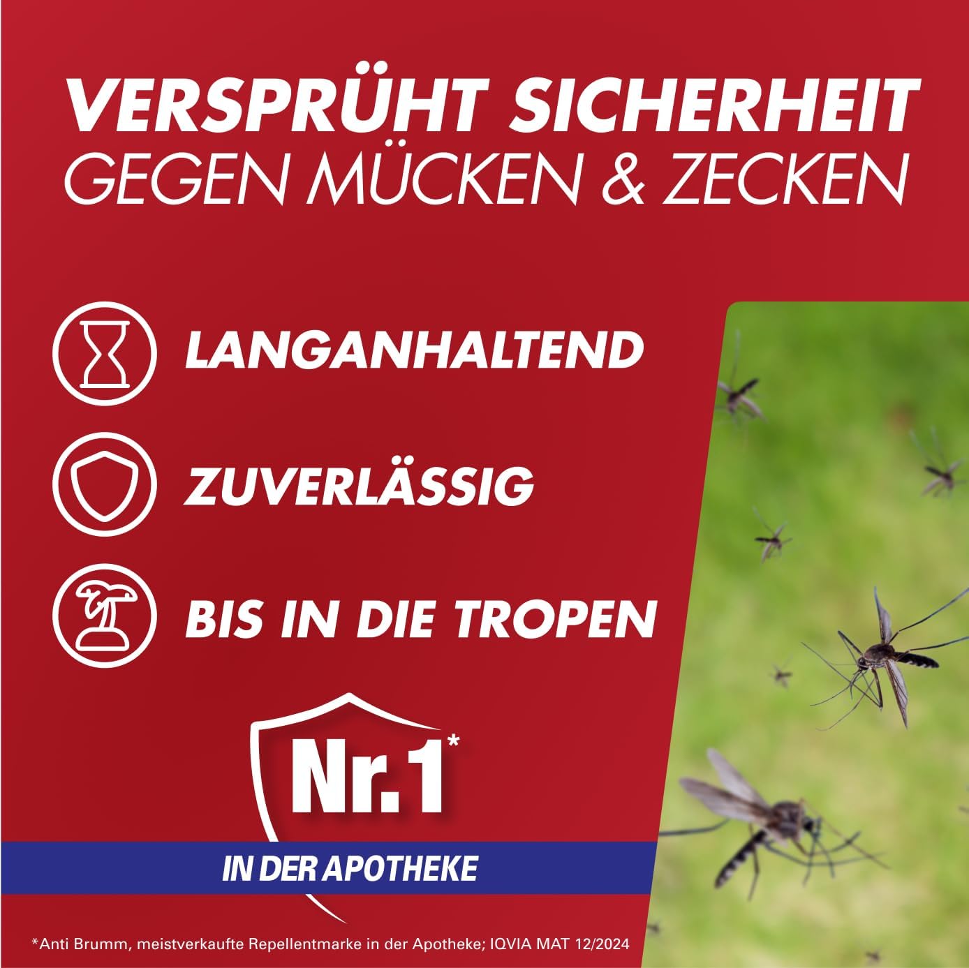 Versprüht Sicherheit gegen Mücken und Zecken, langanhaltig, zuverlässig, bis in die Tropen