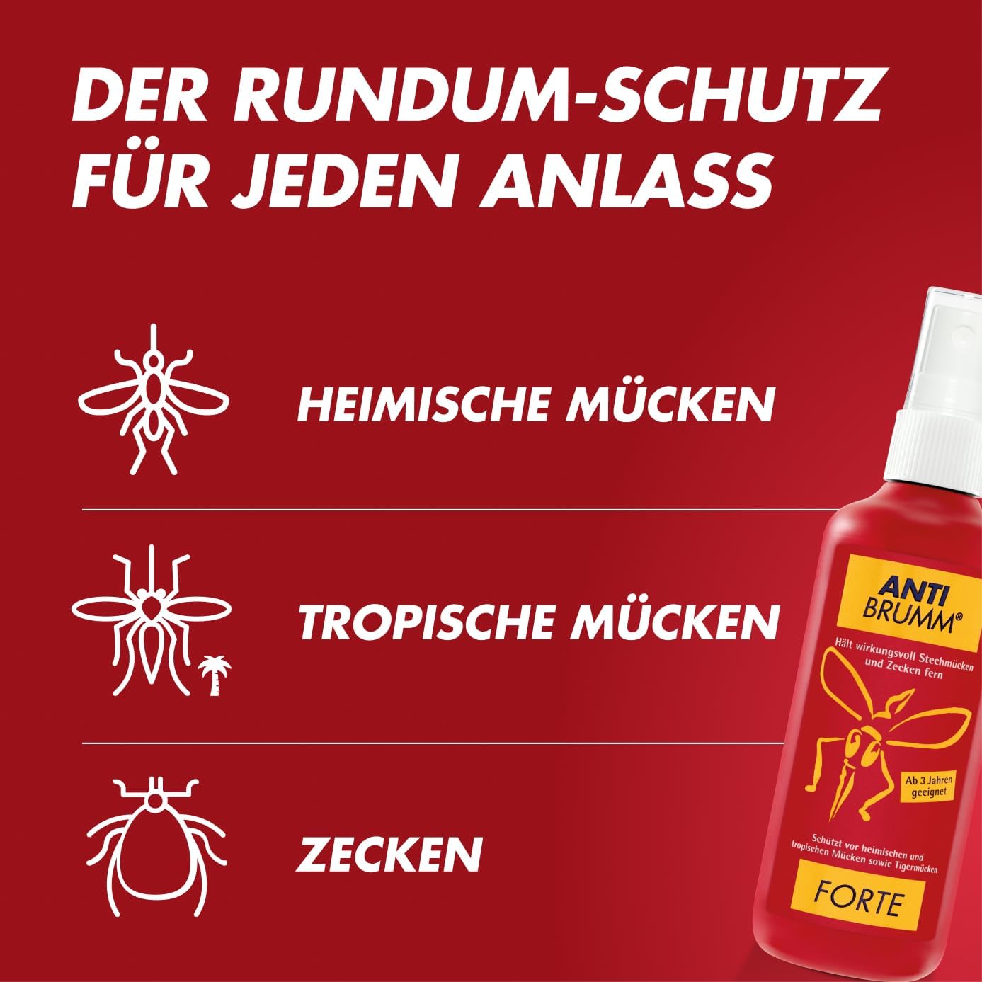 Der Rundumschutzür jeden Anlass, heimische Mücken, tropische Mücken, Zecken