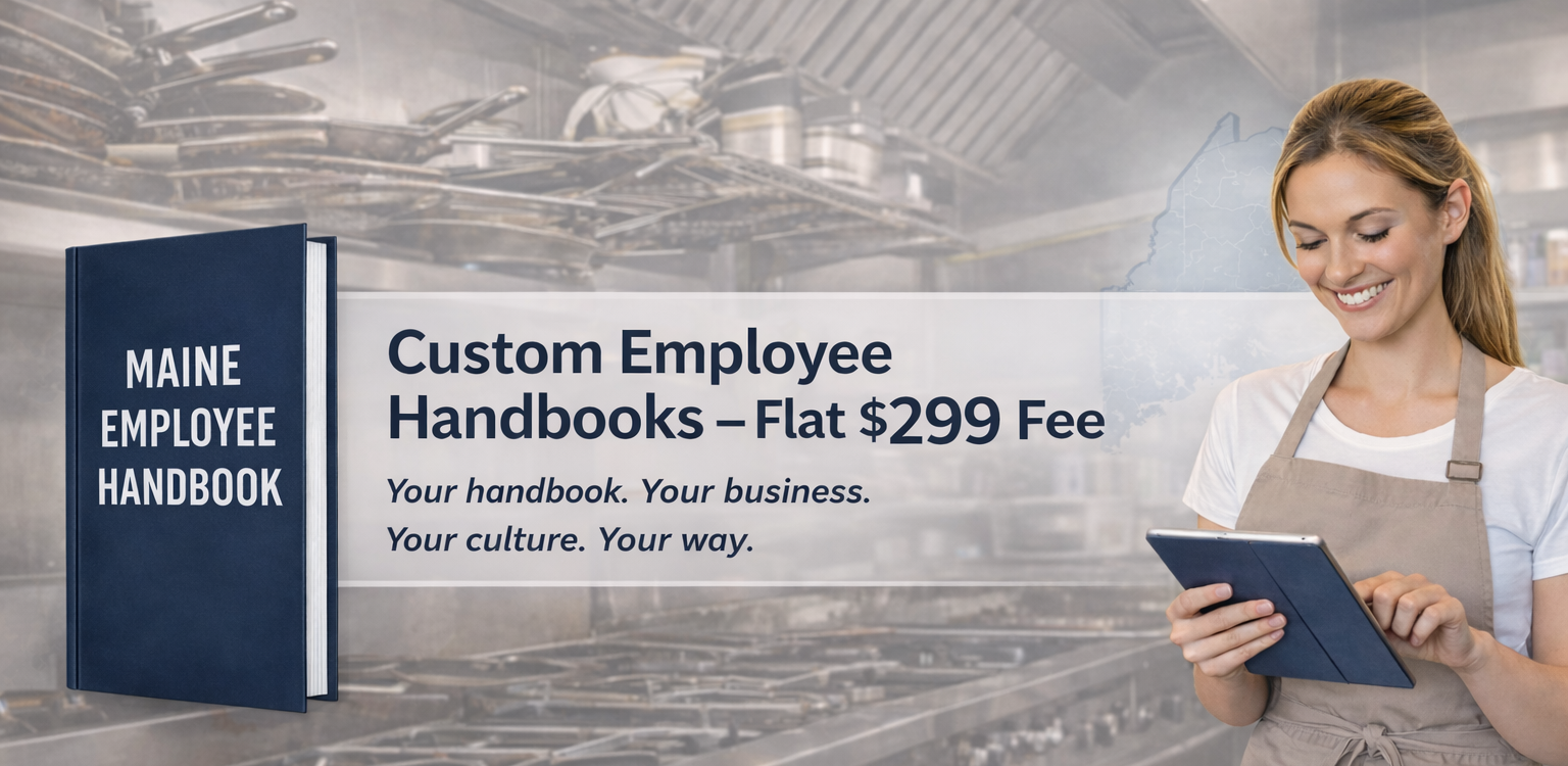 Image Offering Custom Employee Handbook for Flat Fee of $400