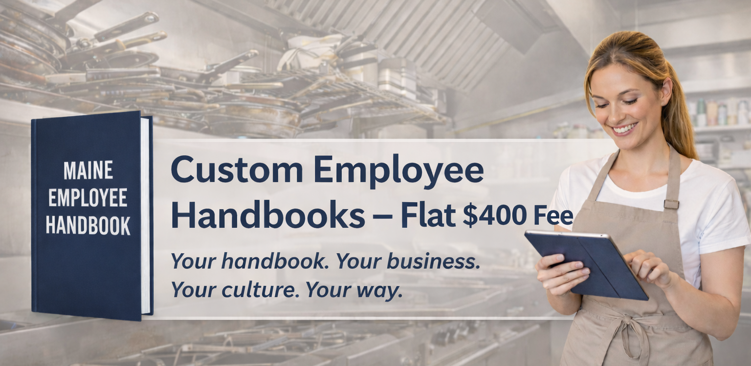 Image Offering Custom Employee Handbook for Flat Fee of $400
