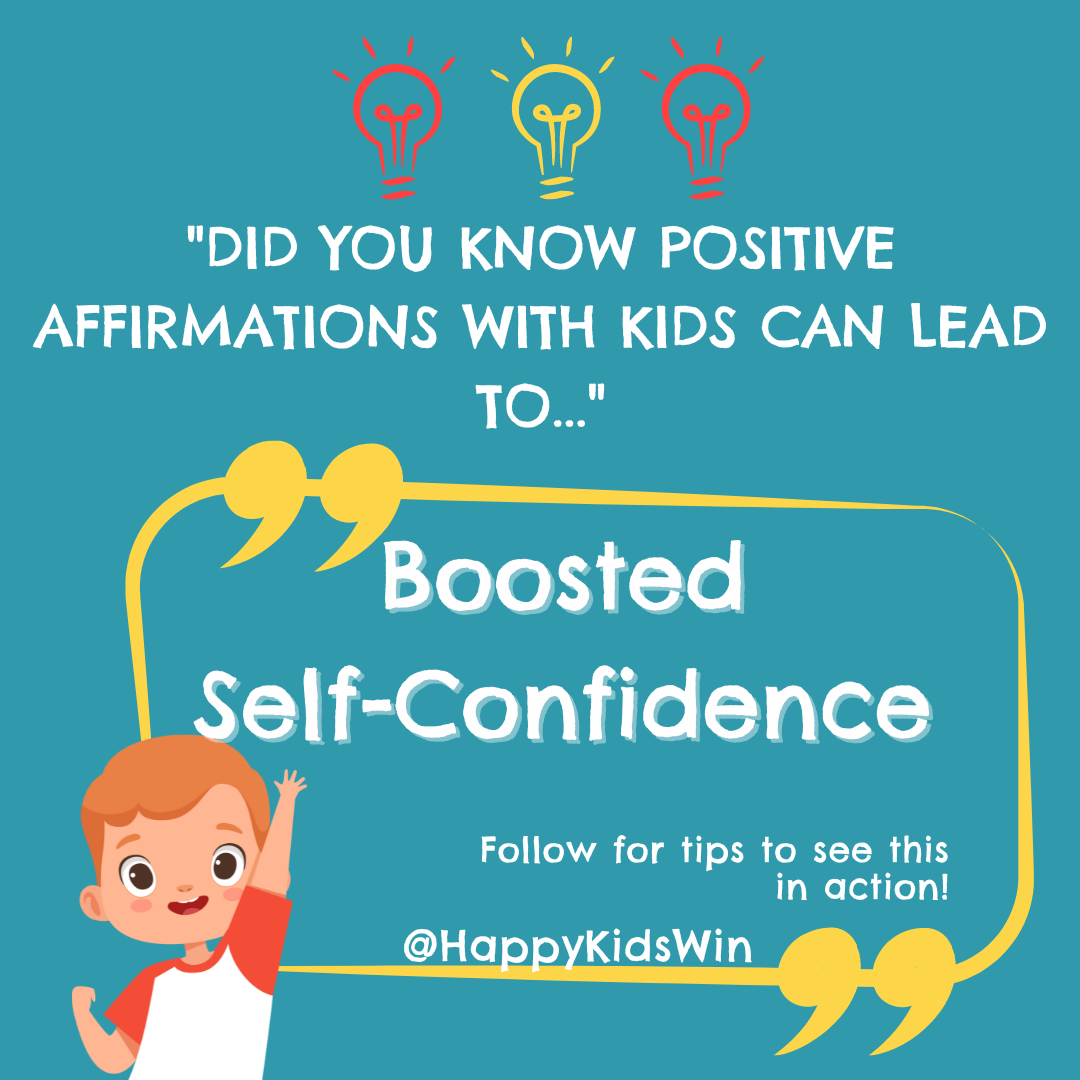 cartoon boy raising his hand for positive affirmations and increase self-confidence