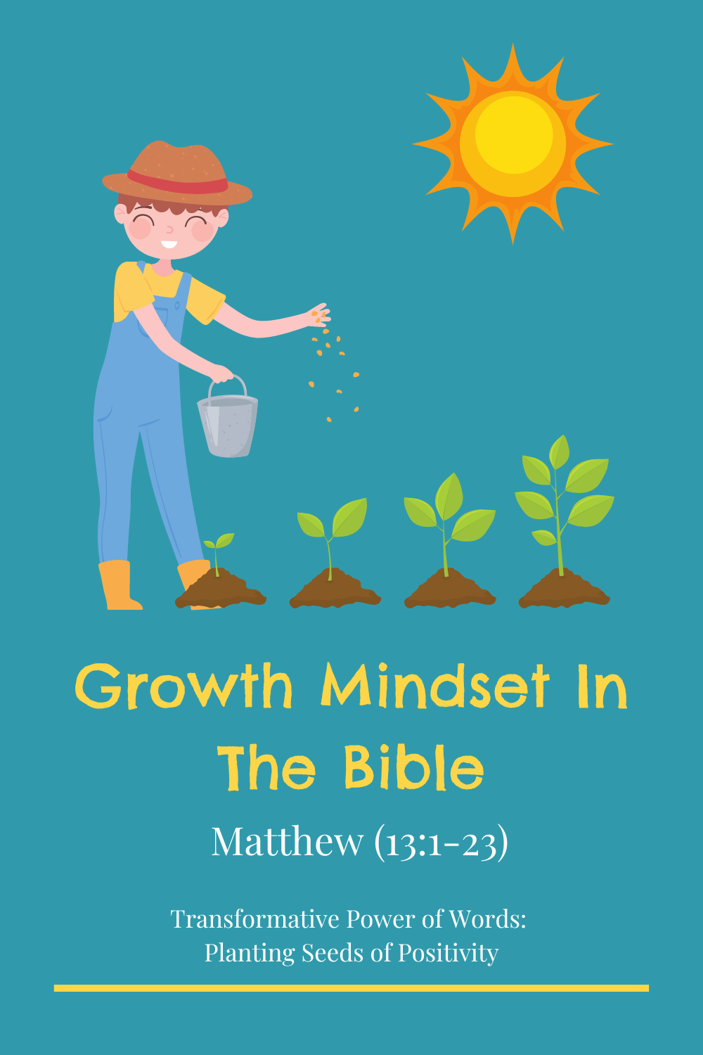 cartoon image of farmer planting seeds referring to Matthew 13:1-23 from the Bible