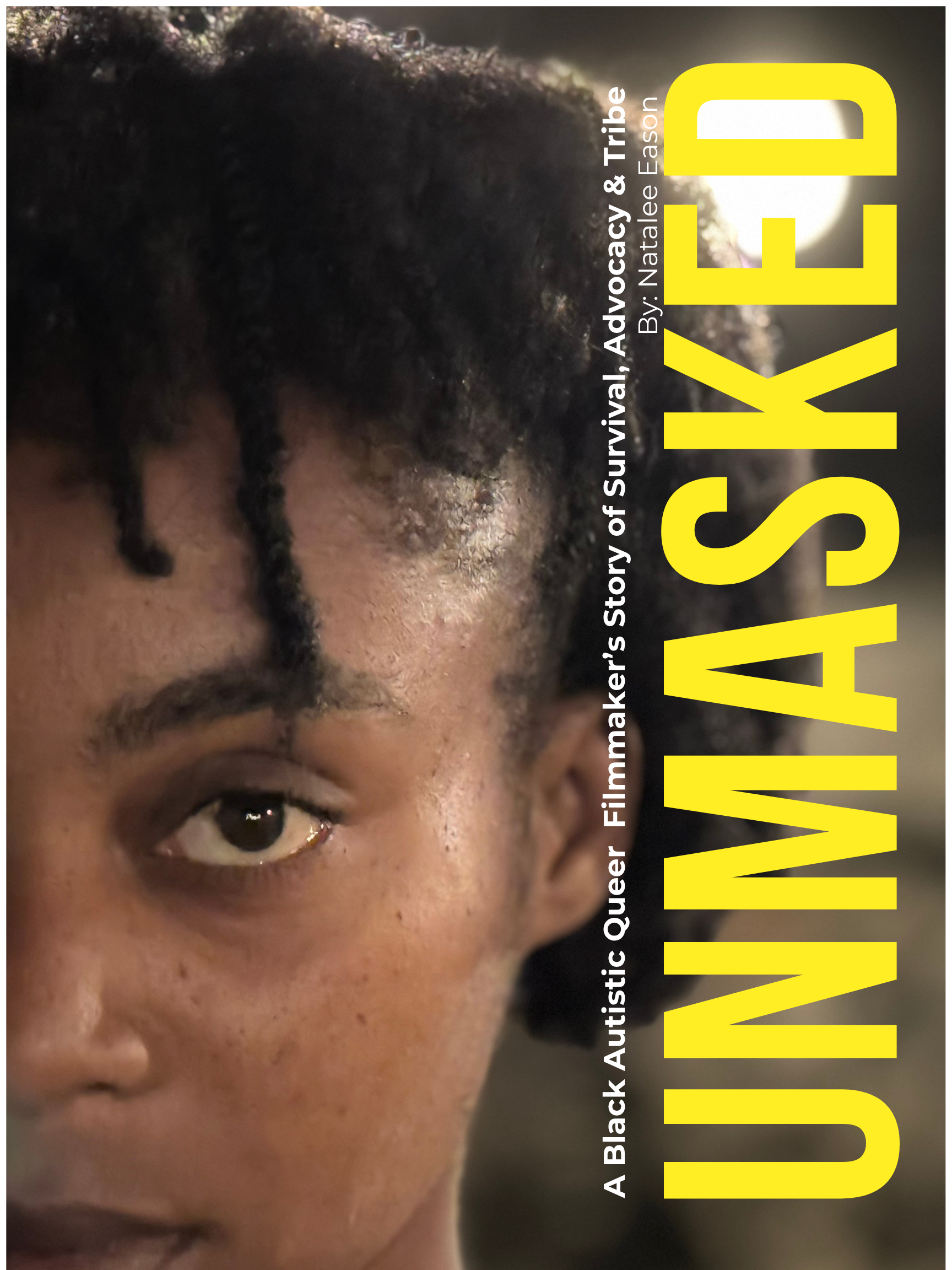 Close-up portrait with UNMASKED vertical title.