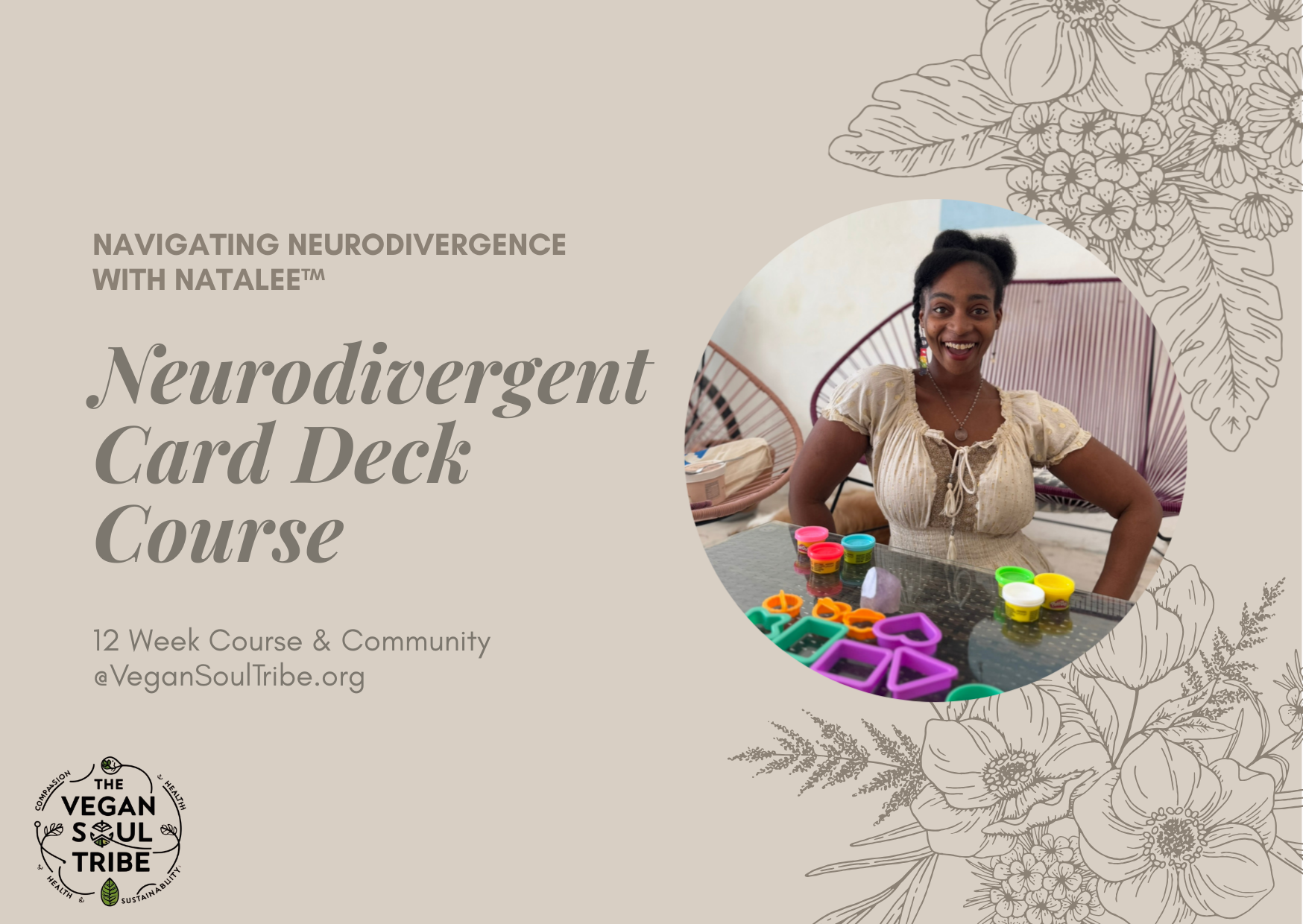 Vegan Soul Tribe crown logo on sage background.