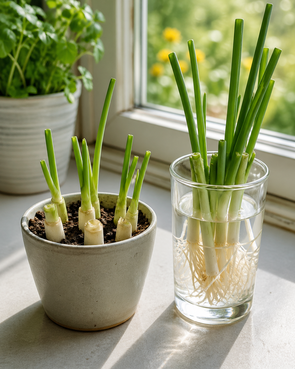 Mixed salad leaves growing in a container