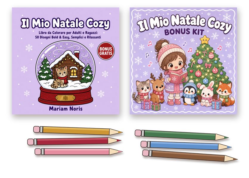 Il libro da colorare Il Mio Natale Cozy e il suo Bonus Kit di Natale da stampare