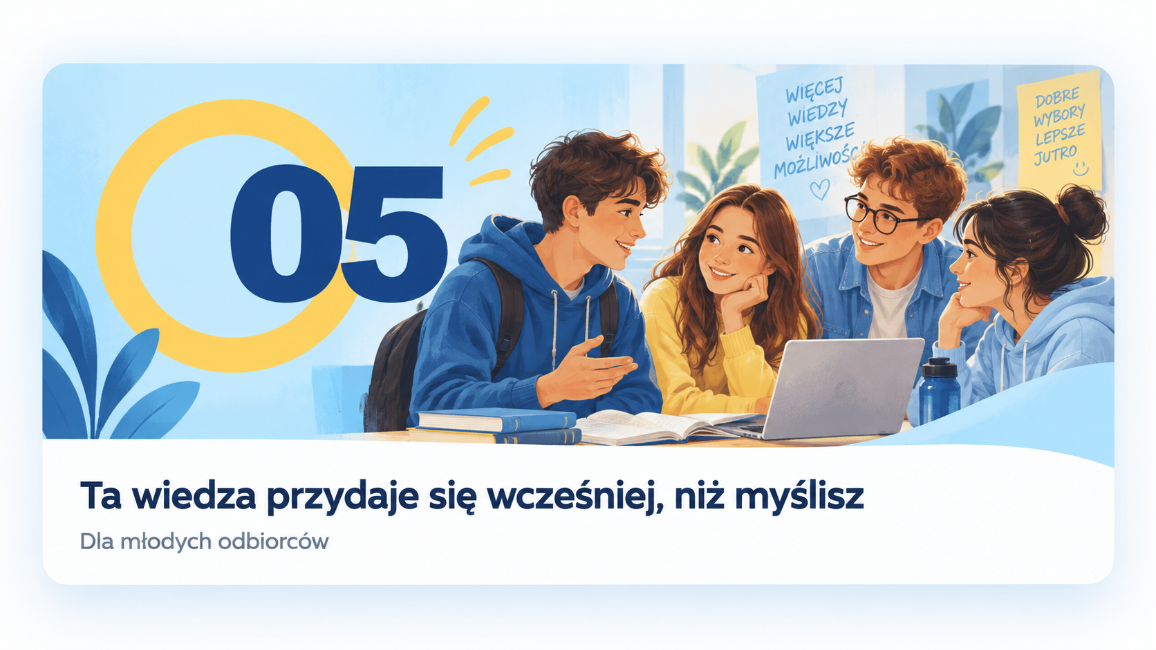 Ta wiedza przydaje się wcześniej, niż myślisz – młodzież rozmawia przy laptopie
