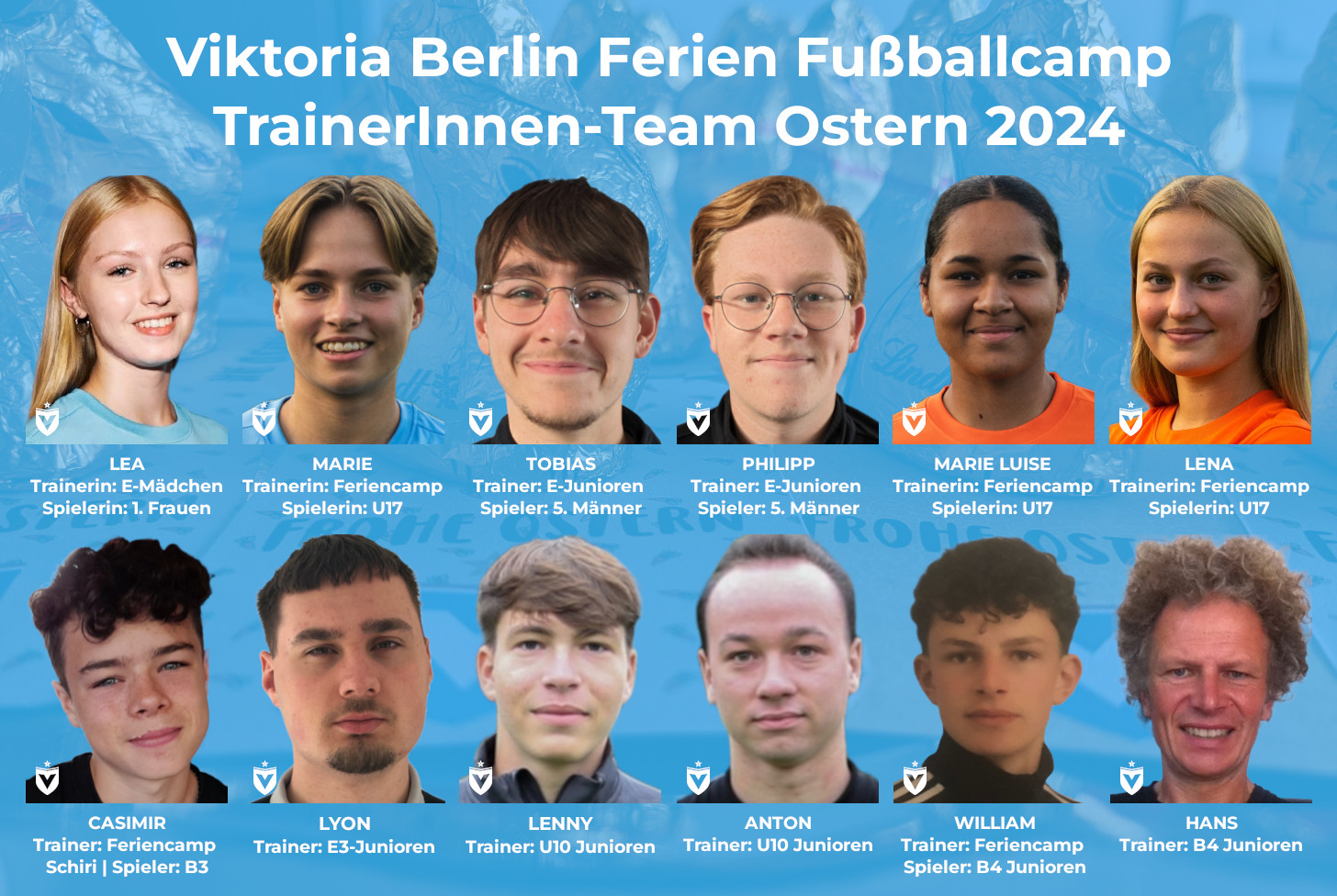Viktoria Berlin Ferien Fußballcamp Ostern 2024 Trainerinnen Team