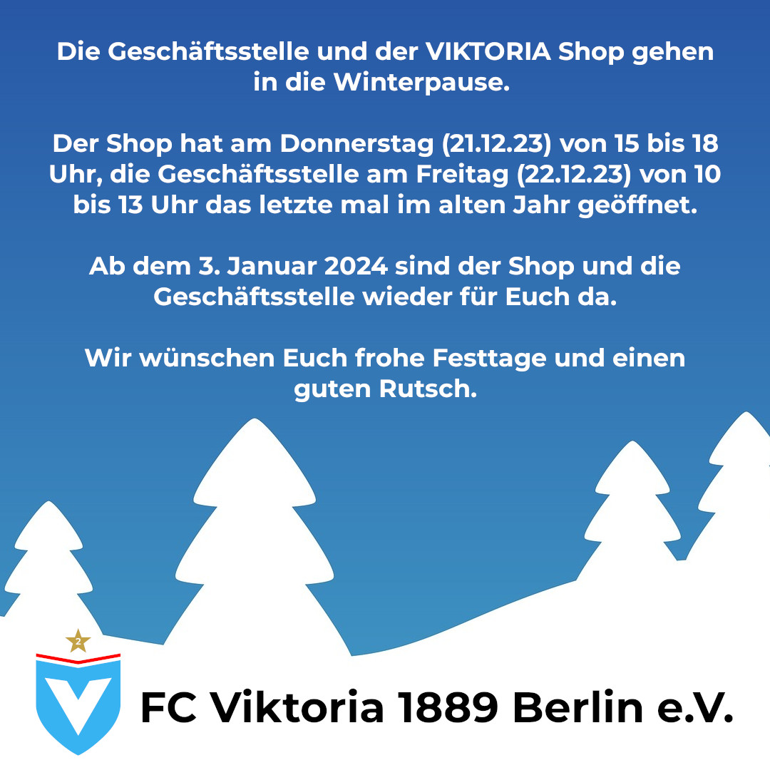 Die Geschäftsstelle und der Shop machen Winterpause