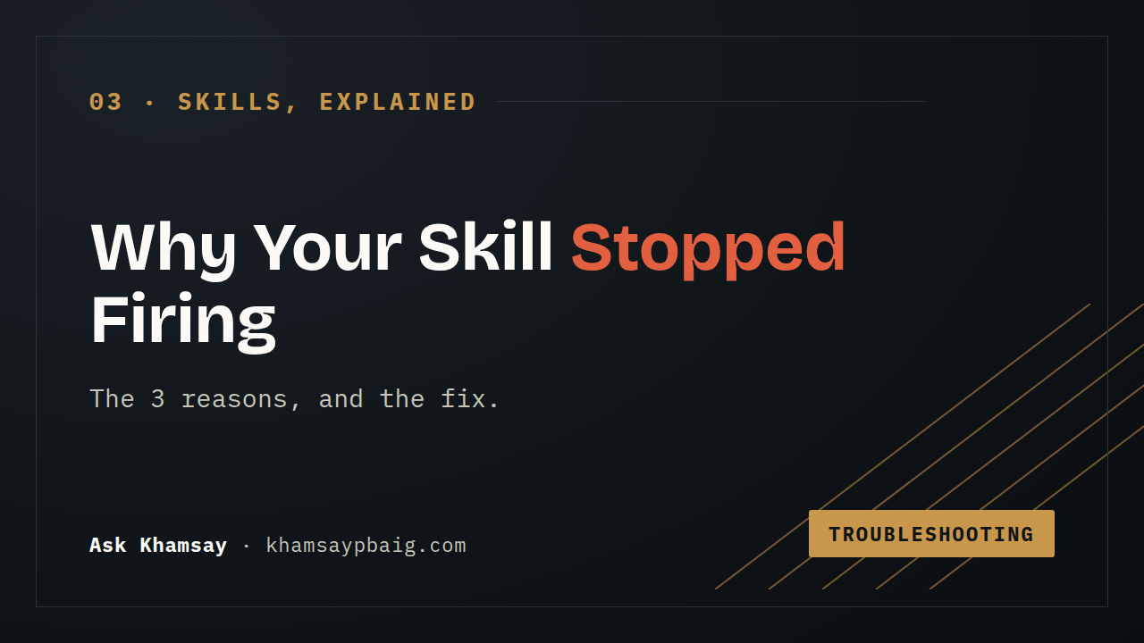 Why Your Skill Isn&rsquo;t Firing — cheat sheet