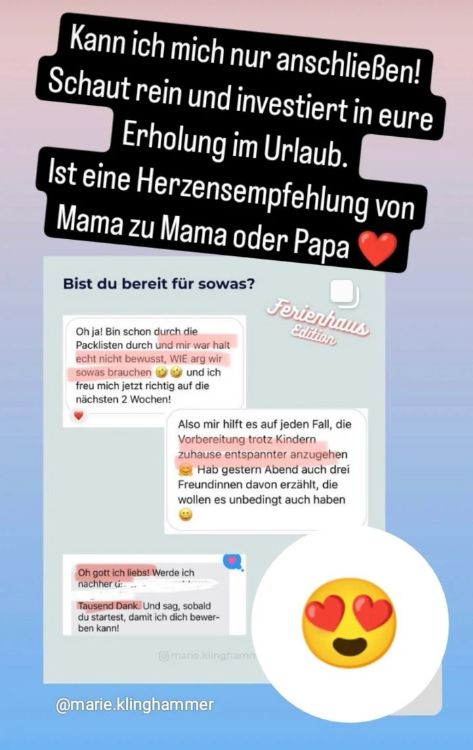 Kann mich nur anschließen! Schaut rein und investiert in eure Erholung im Urlaub. Ist eine Herzensempfehlung von Mama zu Mama oder Papa.