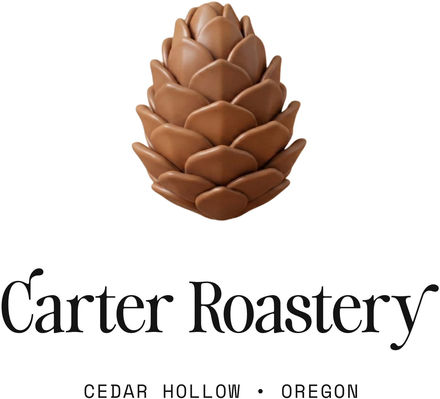 Pinecone logo for Carter Roastery in Cedar Hollow, Oregon