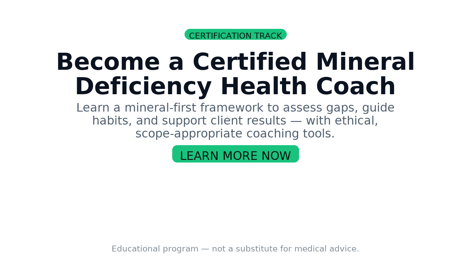 Become a Certified Mineral Deficiency Health Coach — Certification Track